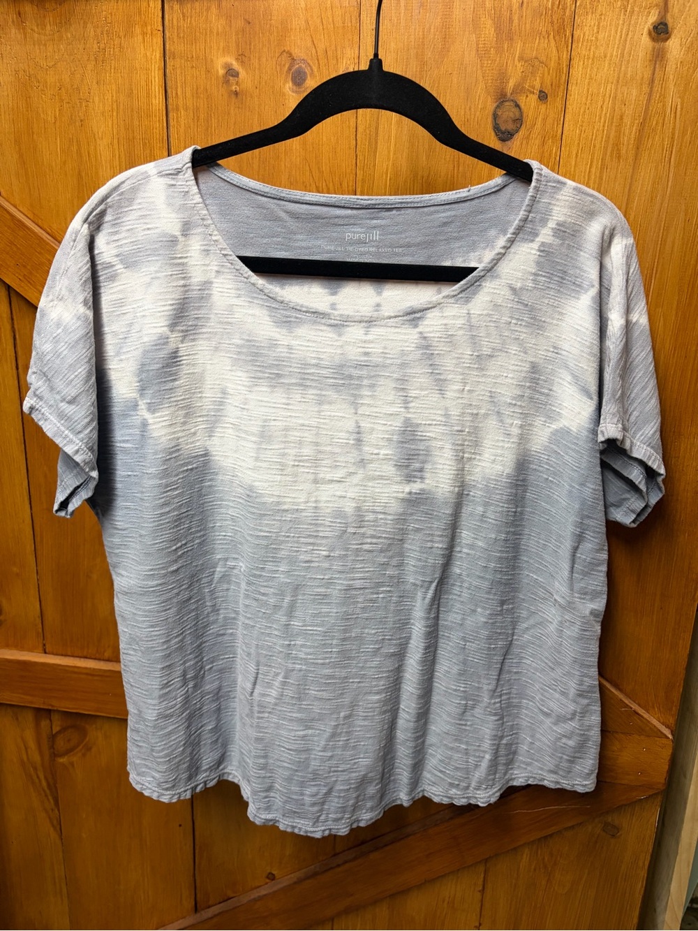 J. Jill Short-Sleeve Scoop Neck Top in Heather Gray